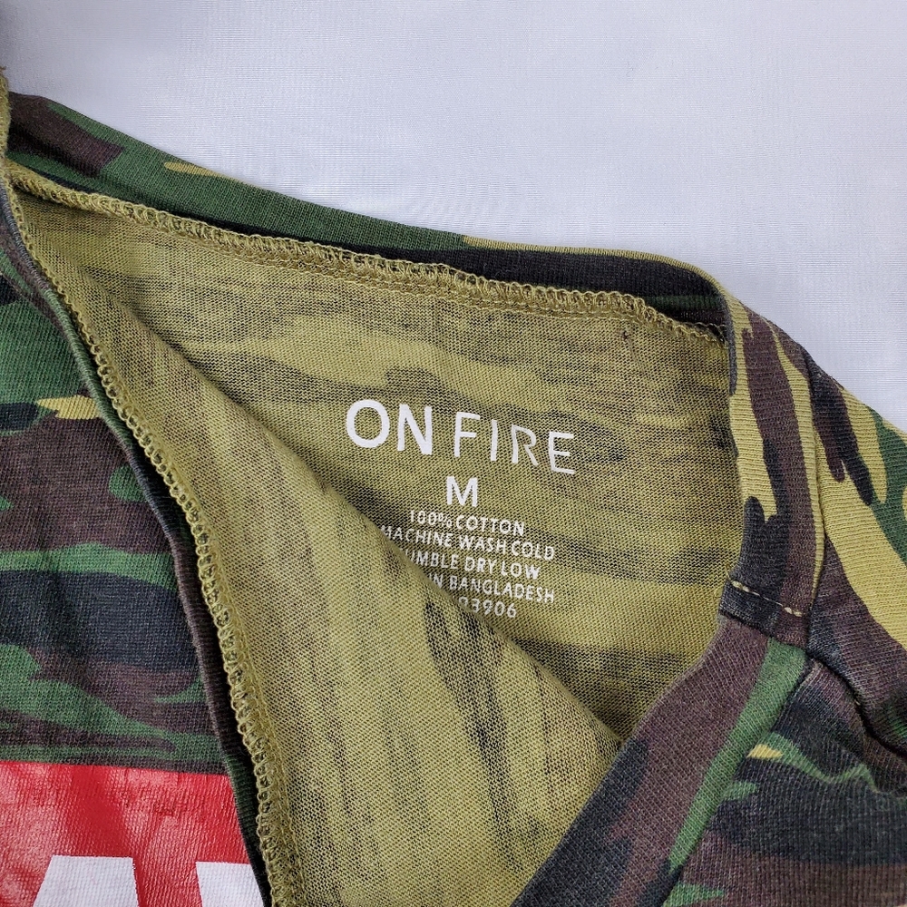 On fire SAVAGE camp cropped top shirt M - Picture 3 of 4